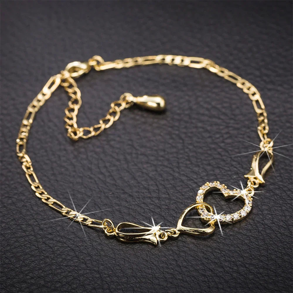 Double Heart Necklace Jewelry Set ๐๐